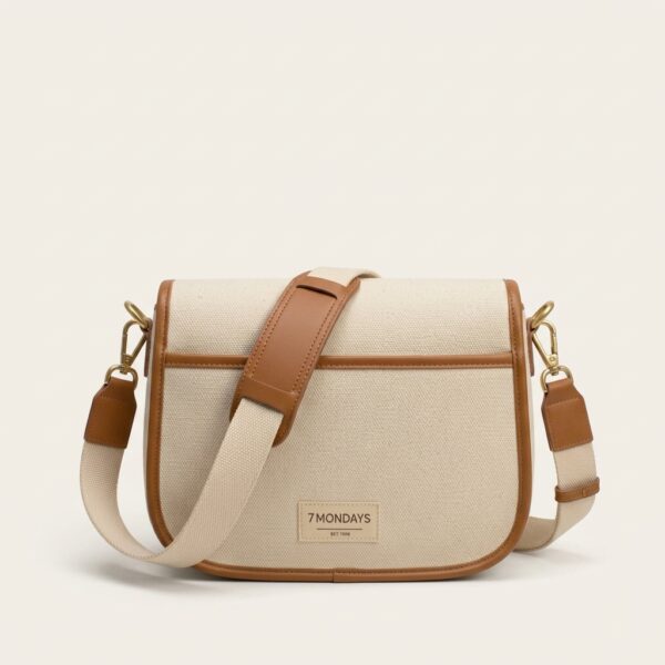 7MONDAYS Canvas & Leather Crossbody Saddle Bag