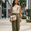 7MONDAYS Canvas & Leather Crossbody Saddle Bag