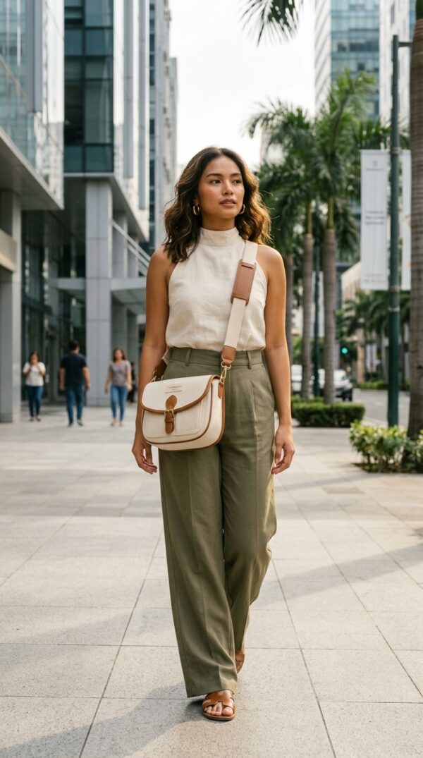7MONDAYS Canvas & Leather Crossbody Saddle Bag