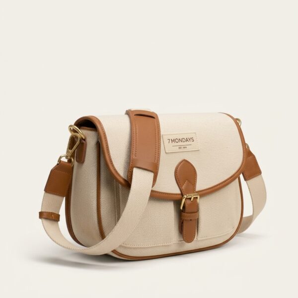 7MONDAYS Canvas & Leather Crossbody Saddle Bag